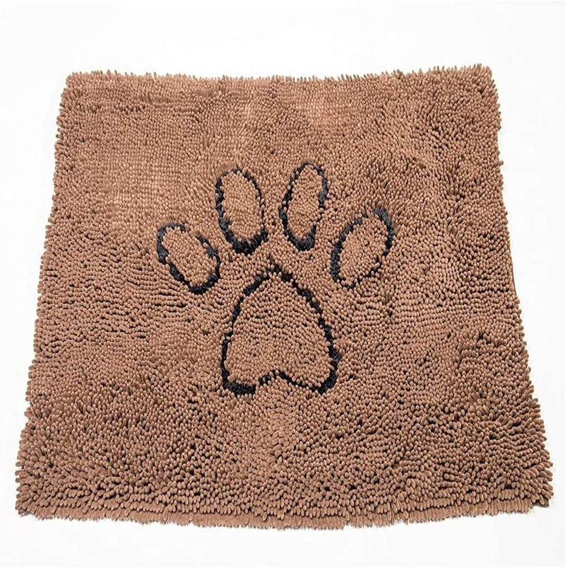 Microfiber Dog Paw Mud Mat - Absorbent Pet Mat with Non-Slip Backing Machine Washable  Large Grey