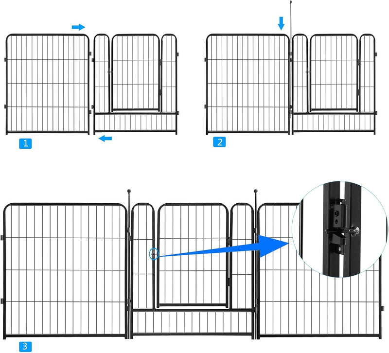 Portable Metal Pet Playpen - IndoorOutdoor Exercise Fence for Dogs - 16 Panels 32 Inch - Jet Black