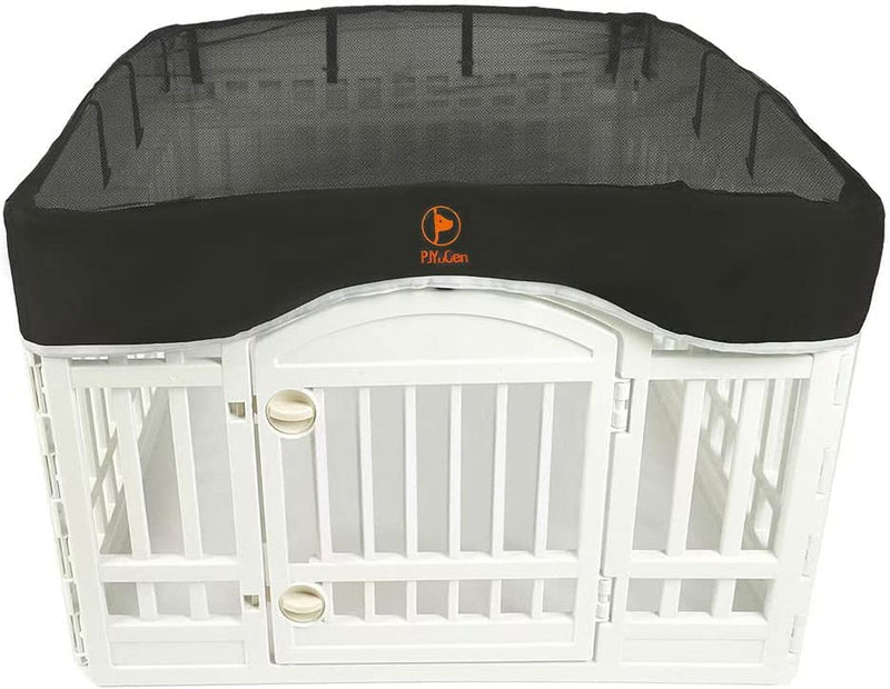 Dog Playpen Mesh Top Cover - Fits 36 Inch 4 Panels Velcro Connections Black Cover Only