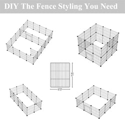 Small Animal Playpen - Portable Metal Wire Fence 15x12 12 Panels in Black