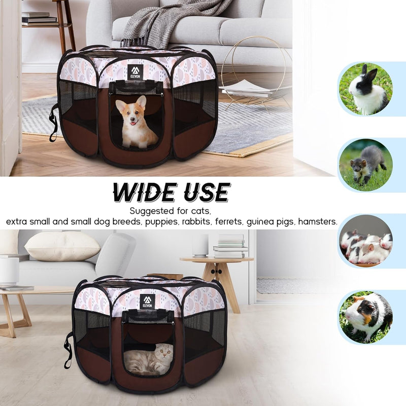 Portable Pet Playpen with Carrying Case and Shade Cover