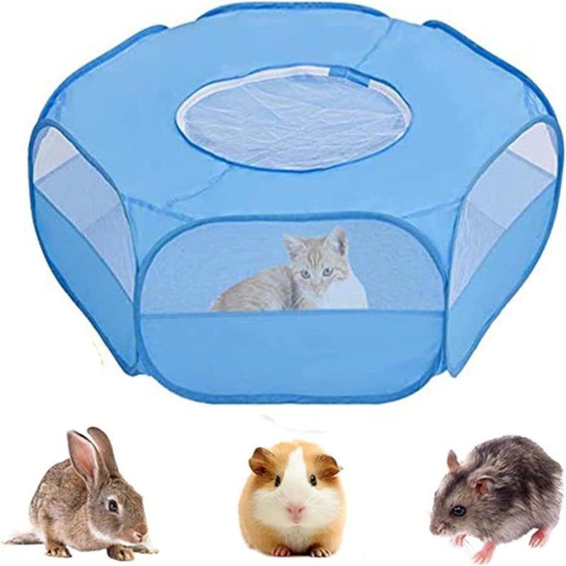 Small Animal Playpen - IndoorOutdoor Exercise Fence for Small Pets Black