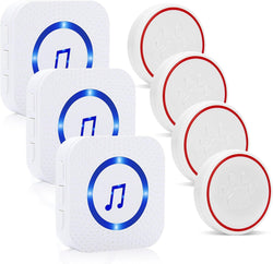 Wireless Dog Doorbell for Potty Training - Touch Button LED Flash 52 Melodies Waterproof 3 Receivers 4 Transmitters