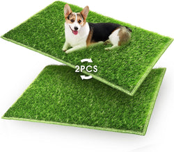 Hompet Dog Potty for Indoor or Porch, 2 Pcs Artificial Grass Training Pads with Pee Baffle, Reusable , Alternative to Puppy Pads, Portable Dog Litter Box for Small/Medium Dogs