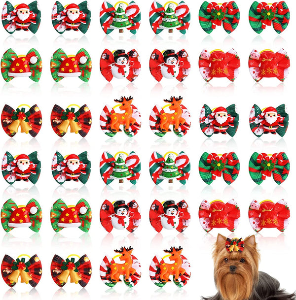 Holiday Dog Hair Clips - 34 Pcs Bows for DogsCats