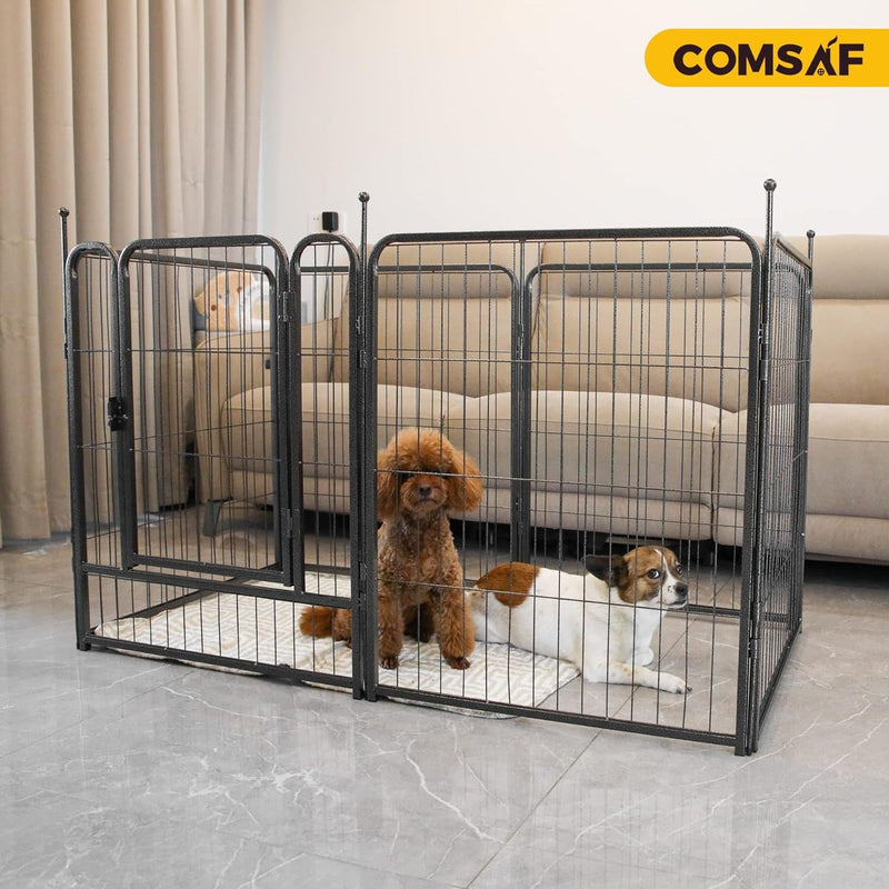 Comsaf Dog Playpen - 32 Height - 8 Panels - Metal Fence - Portable  Easy-Carry - OutdoorIndoor Pet Pen for LargeMediumSmall Dogs