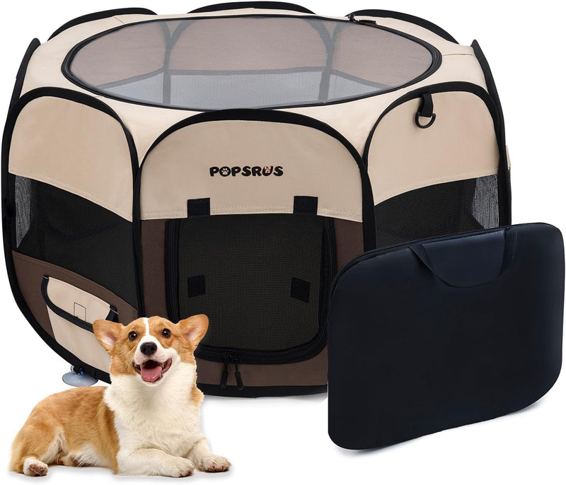 Foldable Dog Playpen with Carrying Case Blue