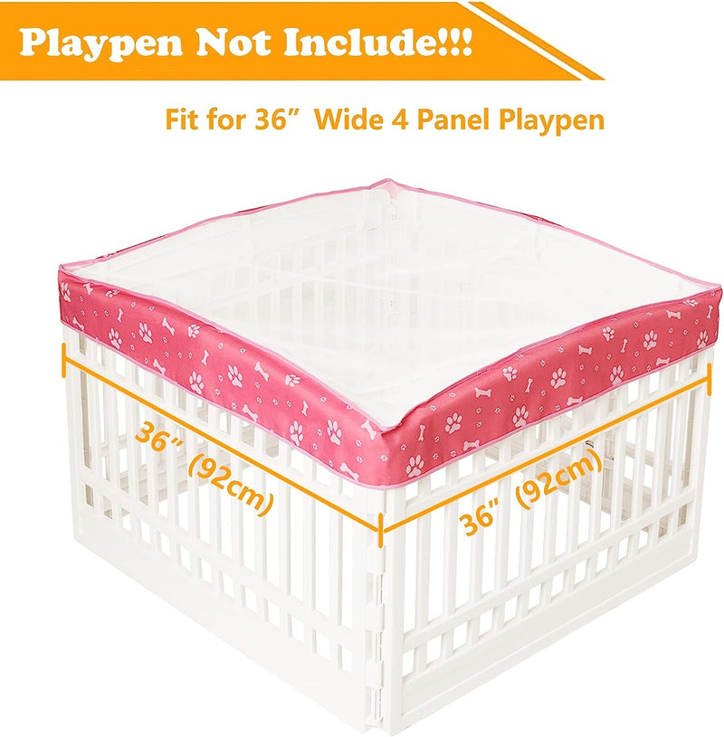 Mesh Top Dog Playpen Cover - 36 Pink - IndoorOutdoor Use Playpen Not Included