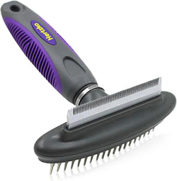 Hertzko Dog and Cat Fur Comb Deshedding Tool - 2-In-1 Grooming Brush for Removing Mats and Tangles - Undercoat Rake for Dogs and Cats - Dog Hair Brush Ideal for Shedding - Hertzko Dog Brush