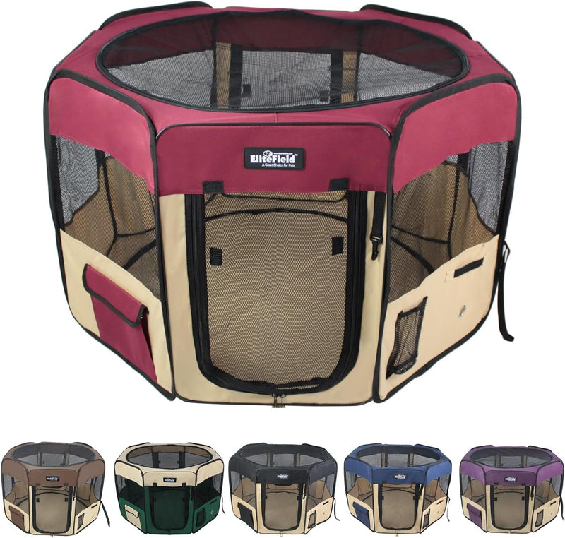 Elitefield Soft Pet Playpen - 2 Door - 2 Year Warranty - Multiple Sizes  Colors - 48x48x32