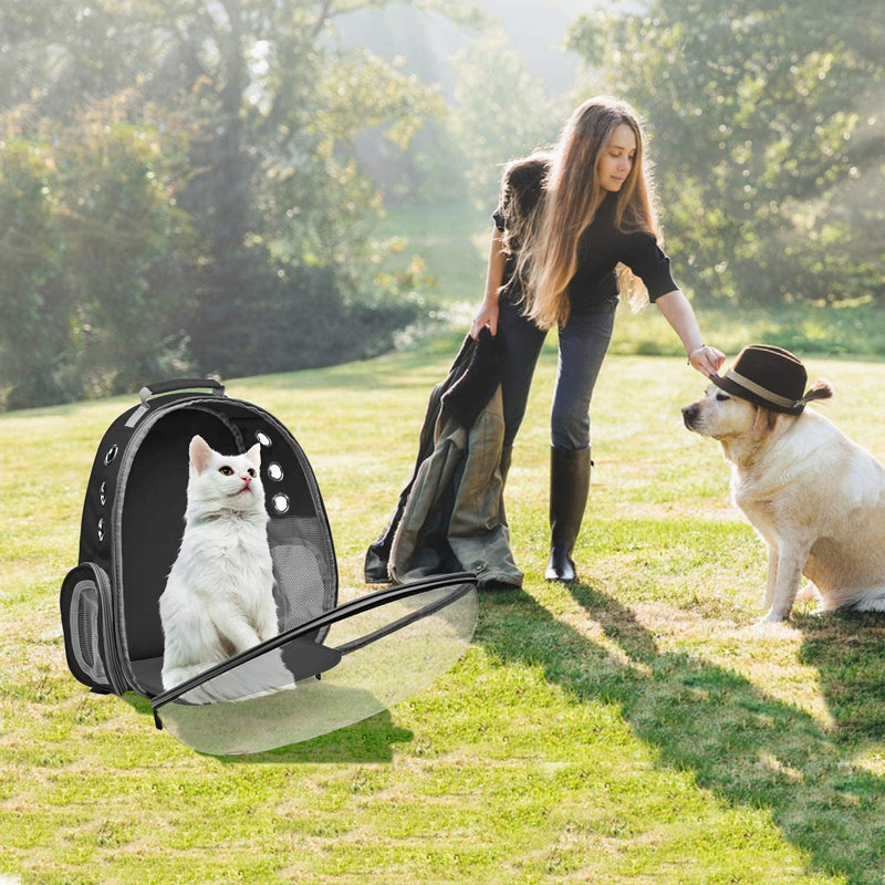 Henkelion Backpack Carrier for SmallMedium DogsCats - Airline Approved Space Capsule Pet Carrier Black