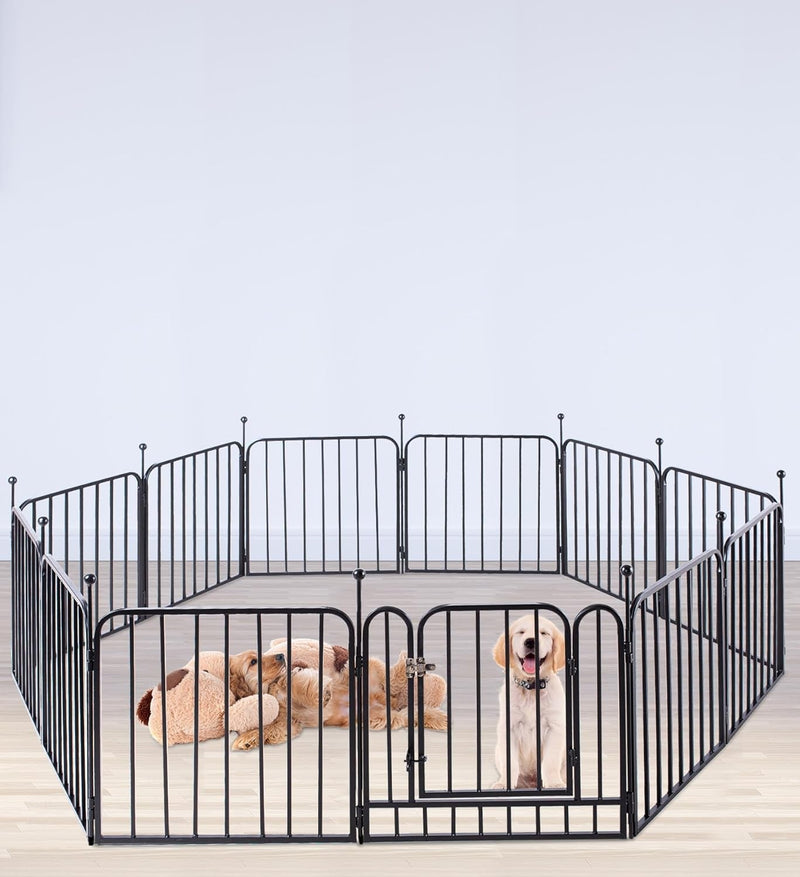 40 Dog Fence Puppy Playpen IndoorOutdoor Heavy Duty 12-Panel Pet Pen