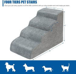 High Density Foam Dog Stairs for Small Dogs - Extra Wide Pet Ramp for High Beds Couches and Sofas