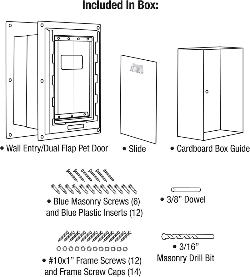 Ideal Pet Products Wall Entry Pet Door Double Flap with Built-In Tunnel and Slide - Extra Large White