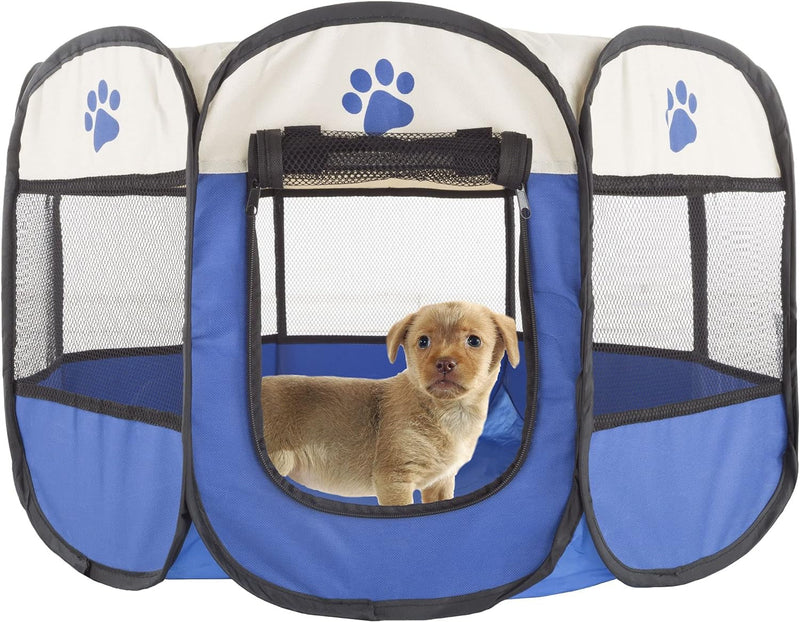 38-Inch Pet Playpen by PETMAKER - Portable for Dogs and Small Animals Blue