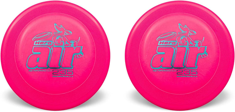 Hero Air 235 Dog Frisbee, Outdoor Dog Toy and Pet Frisbee, Lightweight Dog Flying Disc Pack of 2 (Pink)