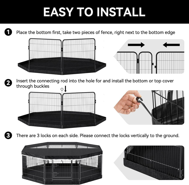 Octagonal Dog Playpen Top Cover - Fits 8 Panels 24 Inch Width Metal Fence No Playpen Included