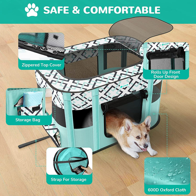 Portable Pet Playpen for Small Animals Foldable Tent Kennel with Free Carry Case 600D Oxford