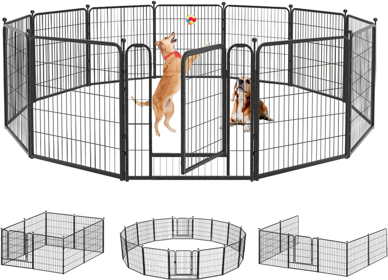 Heavy Duty Outdoor Dog Playpen with Gates - Metal Foldable 8 Panel Fence for LargeMediumSmall Pets - Portable and Ideal for RV Camping and Yard Use