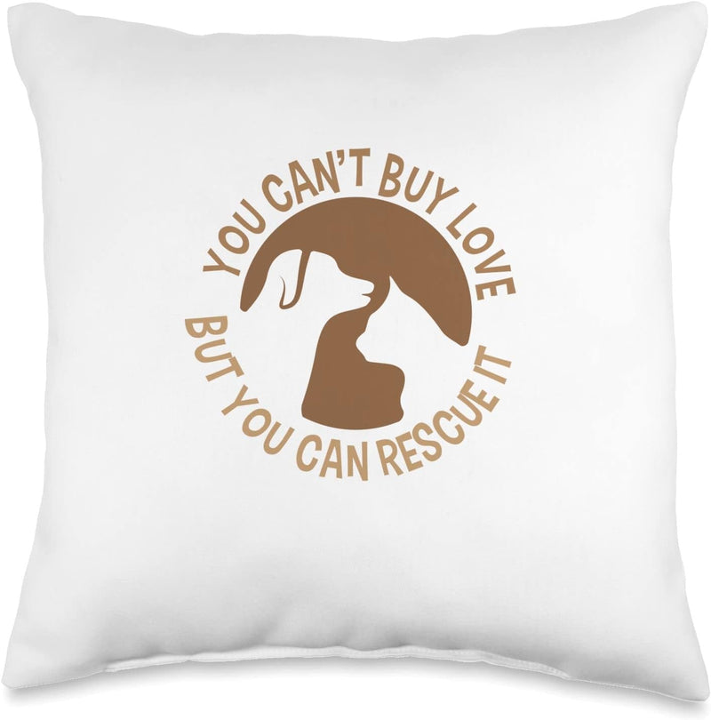 Rescue Love Throw Pillow - Dog Cat Tomcat Adopt - 18X18 - Multicolor