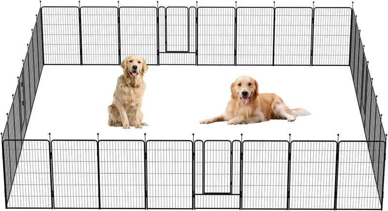 Portable Metal Pet Playpen - IndoorOutdoor Exercise Fence for Dogs - 16 Panels 32 Inch - Jet Black