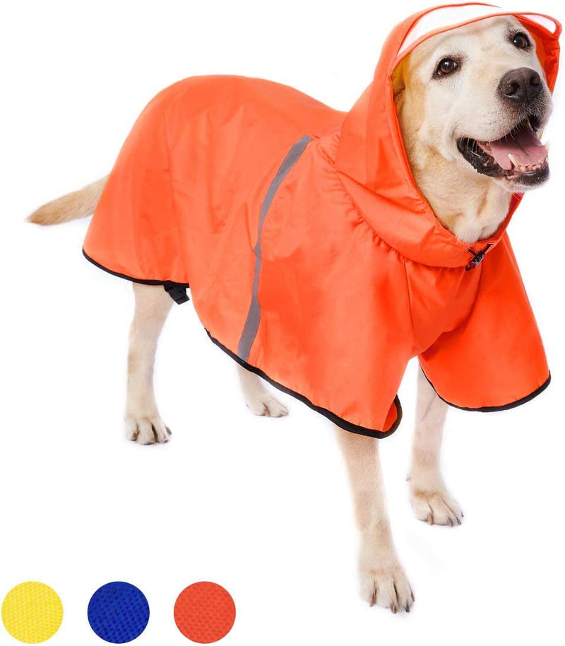 Yellow Dog Raincoat with Adjustable Strap Reflective Strip and Hoodie - Waterproof Slicker for Medium-Large Dogs - Breathable Poncho Jacket - 5XL