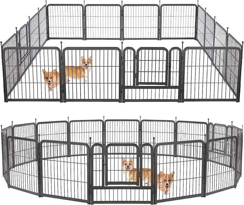 TMEE 816 Panel Outdoor Dog Playpen with Gates for LargeMediumSmall Dogs - 40 Inch Height - RV Camping Yard - 16 Pieces