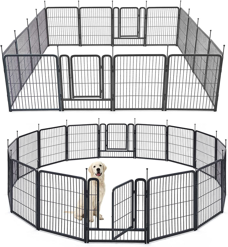 TMEE 816 Panel Outdoor Dog Playpen with Gates for LargeMediumSmall Dogs - 40 Inch Height - RV Camping Yard - 16 Pieces