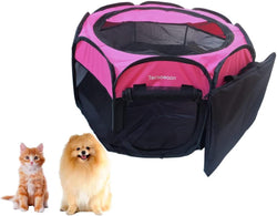 Portable Foldable Pet Playpen Exercise Pen Kennel Tent with Carrying Case - Blue