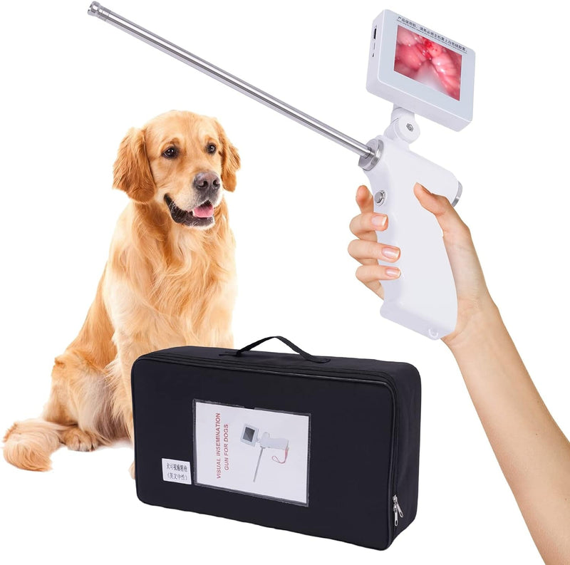 HGB Ethedeal Visual Dog Artificial Insemination Gun Kit,Dog Veterinary Breeding Kit,Dog Visual Endoscope Breeding Kit,With 5MP Camera Rotatable Screen (Small)