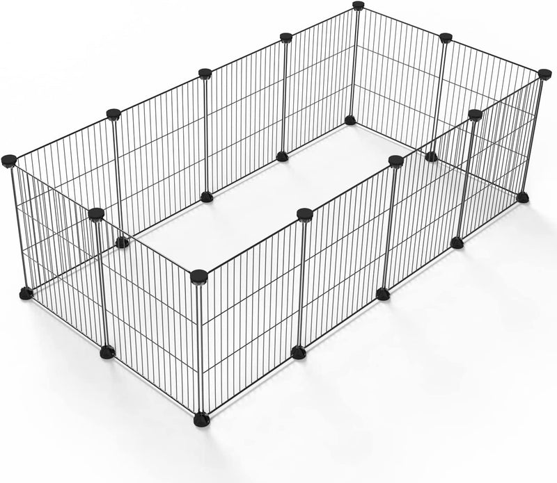 Small Animal Playpen - Portable Metal Wire Fence 15x12 12 Panels in Black