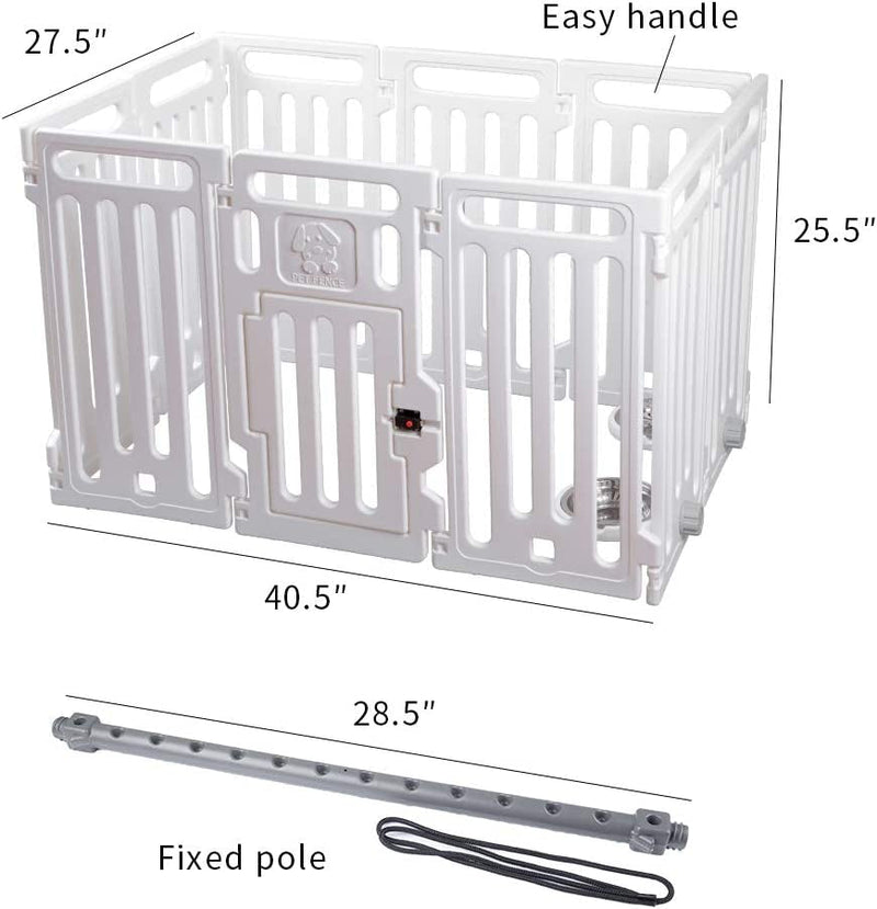 White Transformable Playpen  Fence with Waterproof Cover  Mat - Pet Cage  Gate 9 Panels  Lockable Door - VF-001