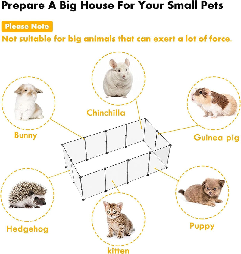 CAHOME Pet Playpens - 12 Panel Large Plastic Yard Fence for Small Animals and Puppies 28 X 20 Inches - Portable Kennel Crate Fence Tent White