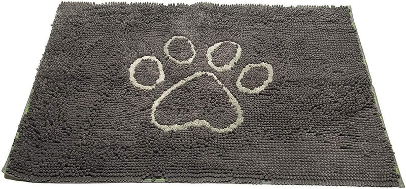 Microfiber Dog Paw Mud Mat - Absorbent Pet Mat with Non-Slip Backing Machine Washable  Large Grey