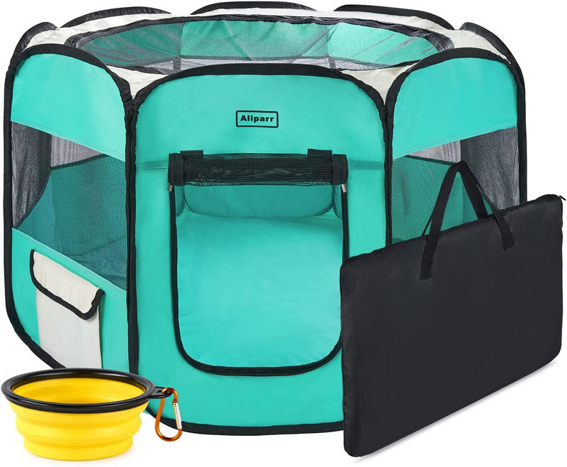 Foldable Pet Playpen with Carry Case for IndoorOutdoor Use and Travel