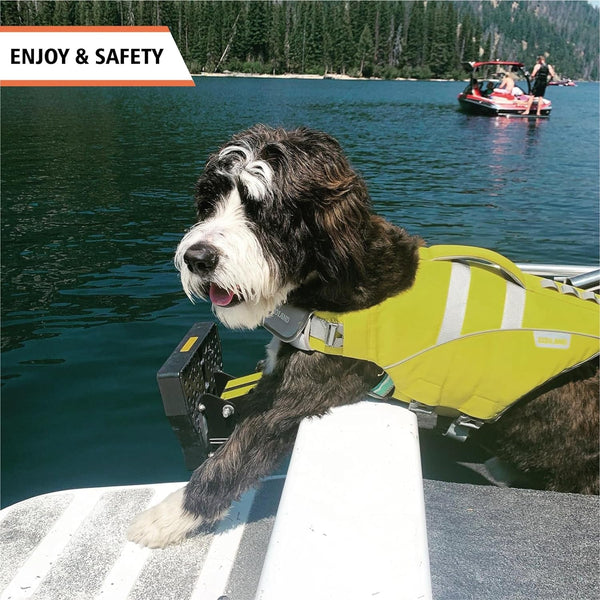 Heavy Duty Dog Life Jacket - High Visibility  Easy Grab - XL Green