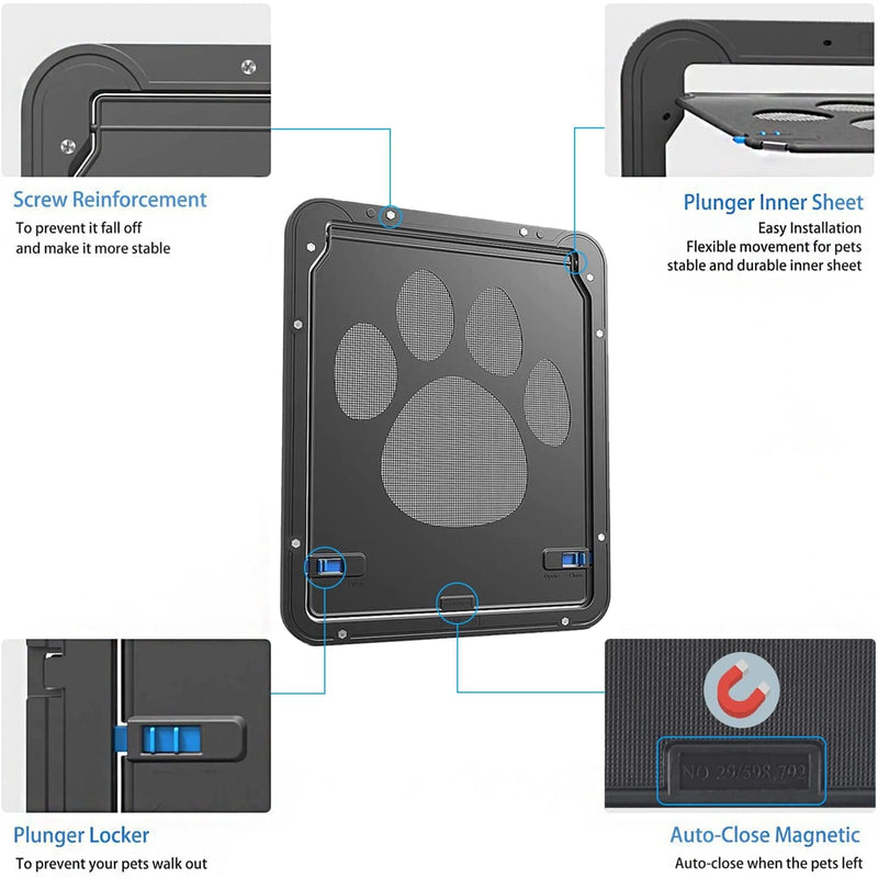 Ownpets Pet Screen Door Lockable Magnetic Flap Screen Door for Small Pets