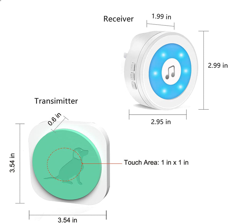 Wireless Dog Doorbell for Potty Training - Waterproof Touch Button Three Button One Receiver