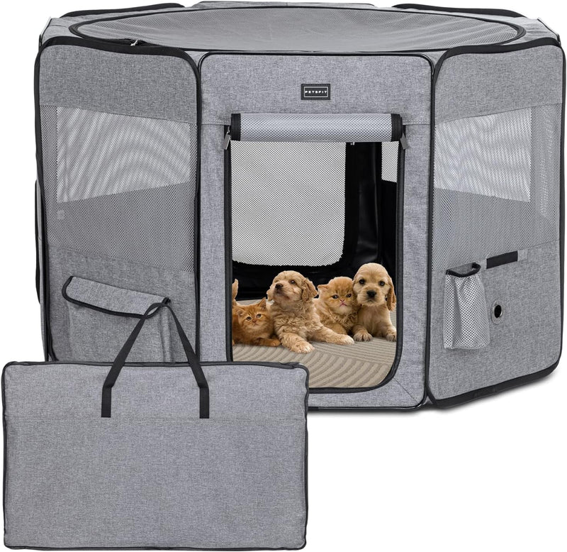 Large Portable Pet Playpen with Water Bottle Holder and Carrying Case - 455 for DogsCatsRabbitsChicks - IndoorOutdoor Use