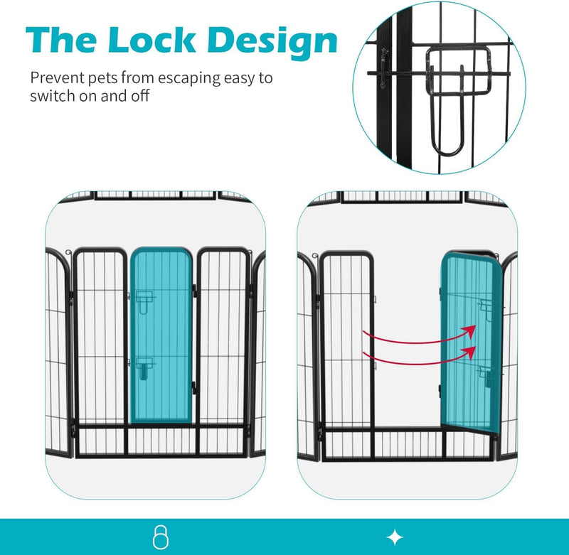 FDW 16 Panel Dog Playpen with Metal Folding Design - 40 Inch Height IndoorOutdoor Heavy Duty Fence for Puppy Exercise Yard or Camping Black