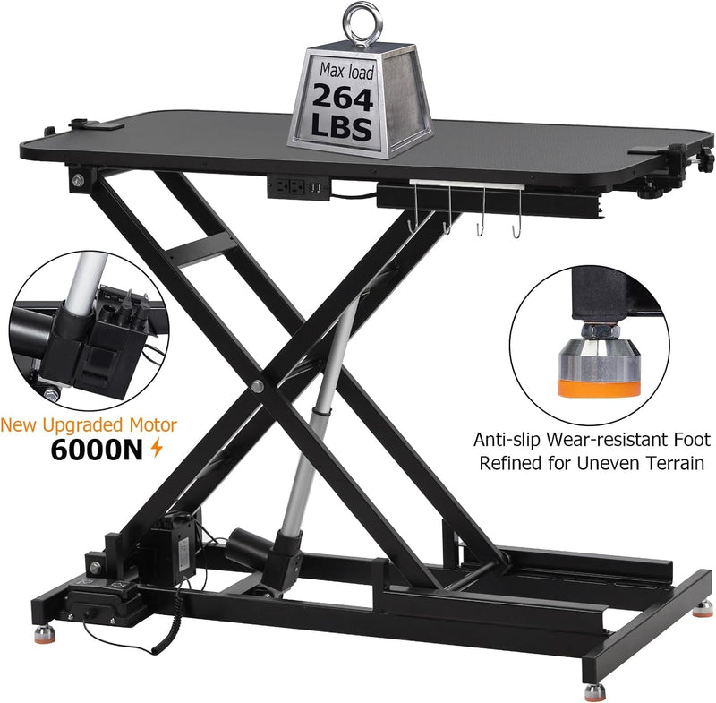 Heavy Duty Lift Dog Grooming Table, Professional Electric Grooming Arm Table for Pets & Large Dogs Adjustable Height: 9.4"-39.4" Non-Slip Desktop with Gantry Crane Set, Fixture *4 Noose*2