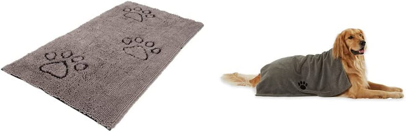 Microfiber Dog Paw Mud Mat - Absorbent Pet Mat with Non-Slip Backing Machine Washable  Large Grey