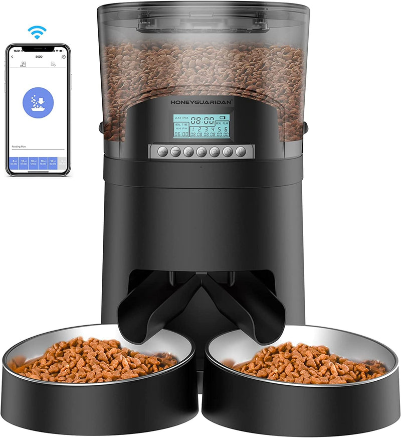 Honeyguaridan 6L Automatic Pet Feeder with Wifi and Stainless Steel Bowl