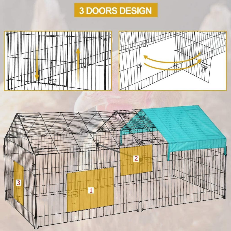 86 X 40 Outdoor Chicken Coop Enclosure for Small Animals - Metal Cage and Playpen