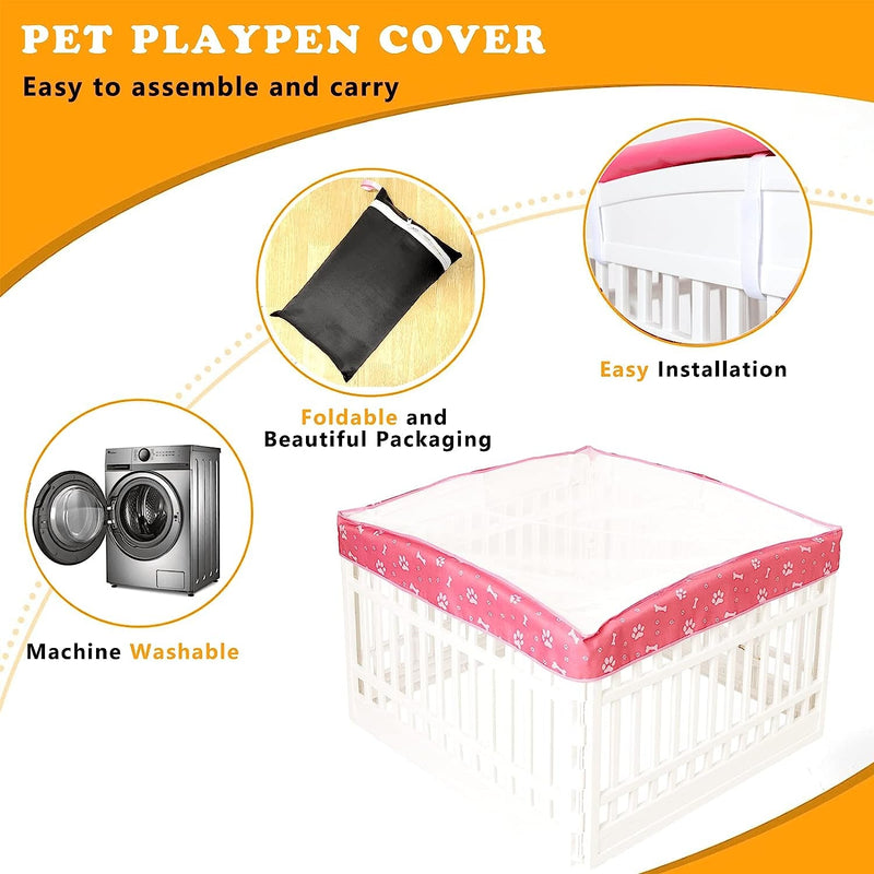 Mesh Top Dog Playpen Cover - 36 Pink - IndoorOutdoor Use Playpen Not Included