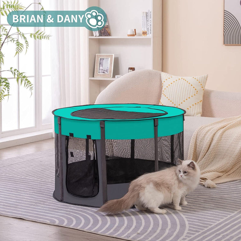 Portable Pet Playpen with Shade Cover and Carrying Case 36 - IndoorOutdoor Use - Brian  Dany