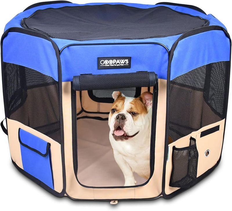 JESPET 36 Portable Dog Playpen - Soft Kennel for Pets with Carry Bag Shale Green