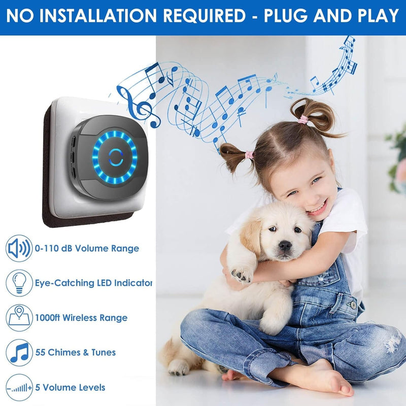 characterWireless Dog Doorbell for Potty Training and Outdoor Use - Waterproof Touch Button