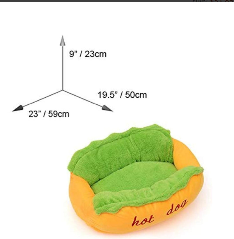 Hot Dog Design Pet Bed - Soft Removable  Washable Mat for Small Dogs