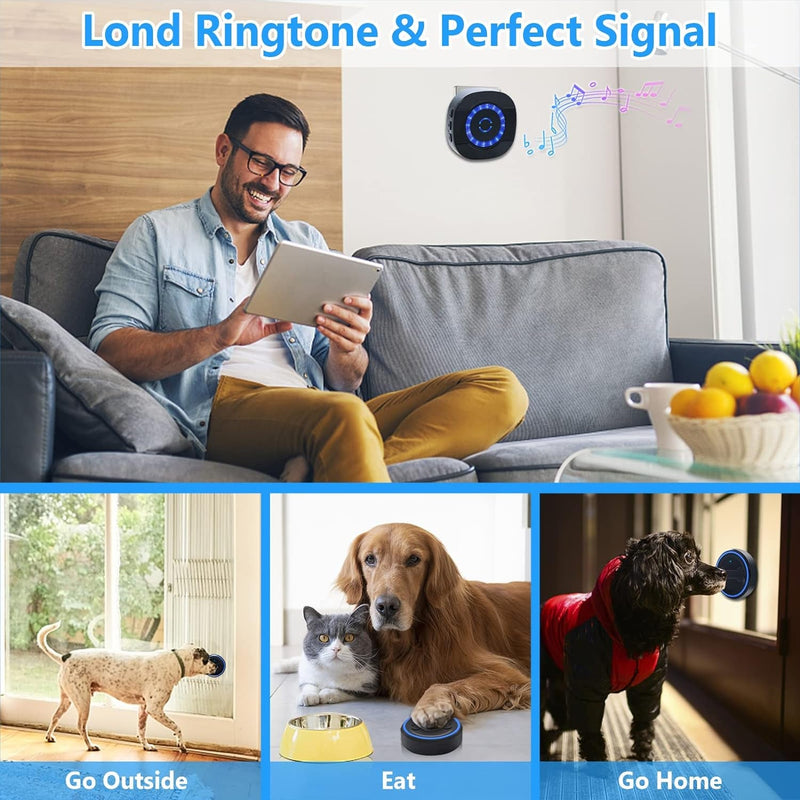 Wireless Dog Doorbell for Potty Training - 3 Buttons  Loud Receiver